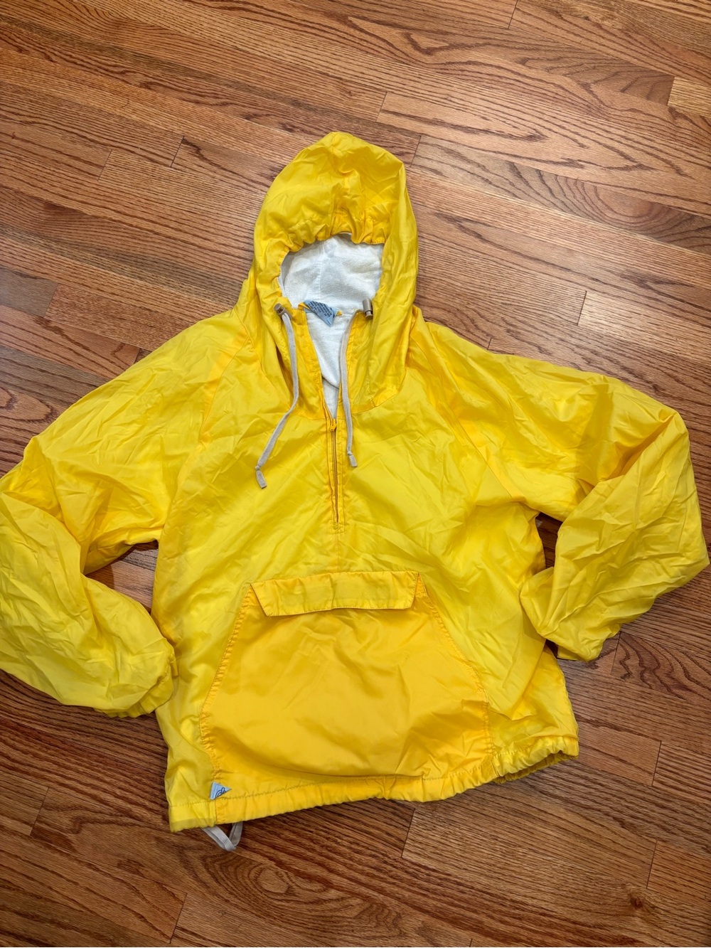 Vintage Charles River Apparel Yellow Packable Anorak Windbreaker Hooded Pullover
